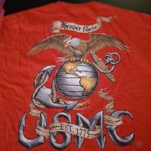 United States Marine Corps "Semper Fideles" Motto Shirt Big Mans 2XL Red 2X